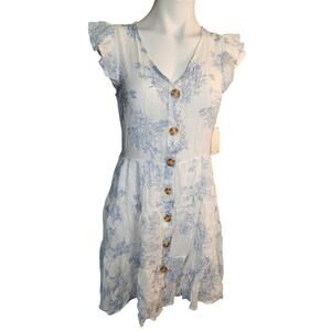 Sweet Wanderer NWT white & blue‎ floral dress Size M